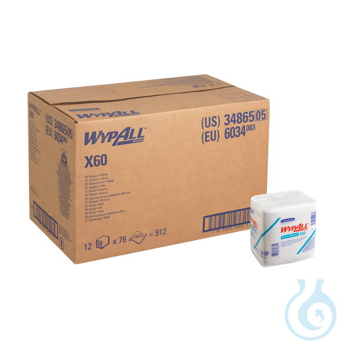 WypAll® X60 Genral Clean - Viertelgefaltet / Weiß Lagen: 1 Größe: 31,70 cm x