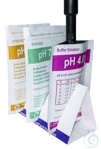 Buffer solutions in bags, set with 20 bags, pH 4 / 7 / 10