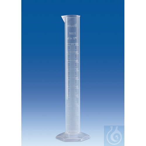 Graduated cylinders, PP, tall form, 100 ml : 1 ml, moulded scale