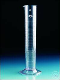 Graduated cylinders, SAN, tall form, 500 ml : 5 ml, moulded scale