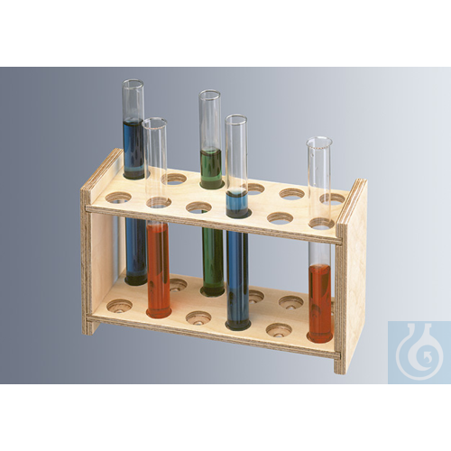 Test tube racks without draining rods, unpainted wood, low form, Marienfeld, art. 6560090