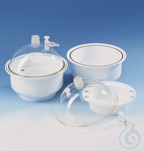Desicc./lid PC, base/desiccant tray PP, nom. size 150 mm, with venting stopper