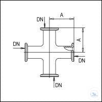4-Way Cross, Stainless Steel, DN 16 KF