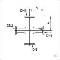 Reducing 4-Way Cross, Stainless Steel, DN 40/16 KF