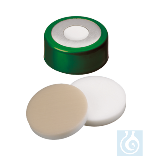neochrom® Alu-Bördelkappen ND11 m. Loch, Naturkautschuk rot/TEF, AGILENT, 100 St