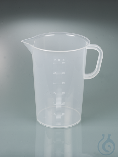 Graduated beaker w/handle, PP, 3000ml,transp.grad.