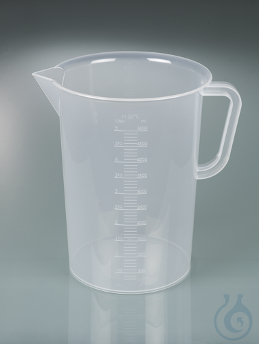 Graduated beaker w/handle, PP, 5000ml,transp.grad.