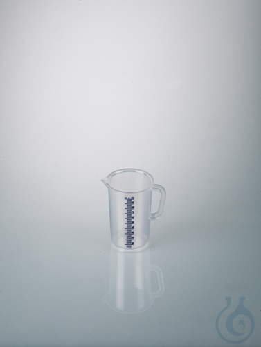 Graduated beaker w/handle, PP, 100 ml, blue grad.