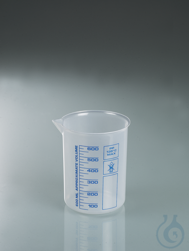 Laboratory/ Griffin beaker PP, 600 ml, blue scale