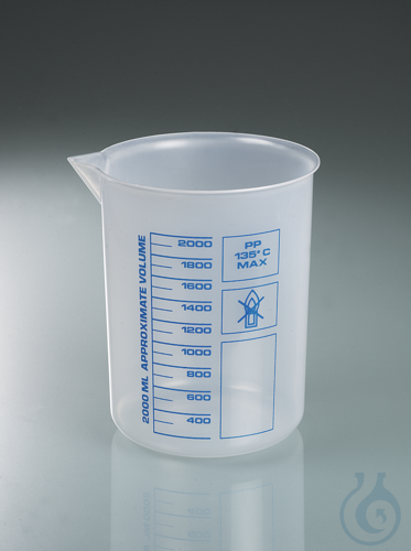 Laboratory/ Griffin beaker PP, 2000 ml, blue scale