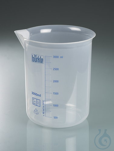 Laboratory/ Griffin beaker PP, 3000 ml, blue scale