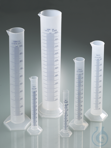 Graduated cylinder, PP, blue scale, categ. B, 50ml
