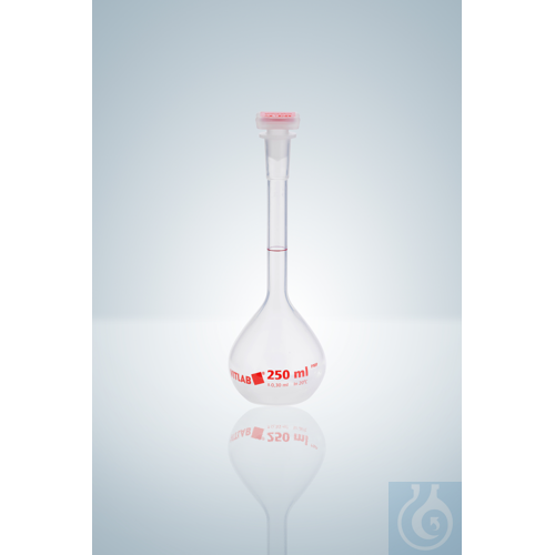 VOLUMETRIC FLASK PMP,B 250 ML, NS 19/26, WITH POLYSTOPPER