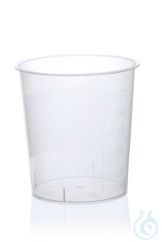 Urine beaker, without lid, PP, IVD, grad. to 125 ml