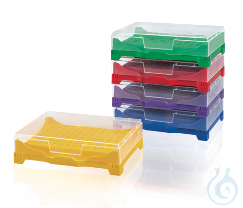 PCR Box/Rack, for storing 0,2 ml vessels, PP, sorted by color, 5 racks/carton
