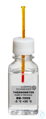 Bottle thermometer for blood bank freezers, -5+20:0.5 °C, ID total, TL 150 mm, b
