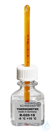 Bottle thermometer for refrigerators, -5+15:0.5 °C, ID total, TL 130 mm, bottle