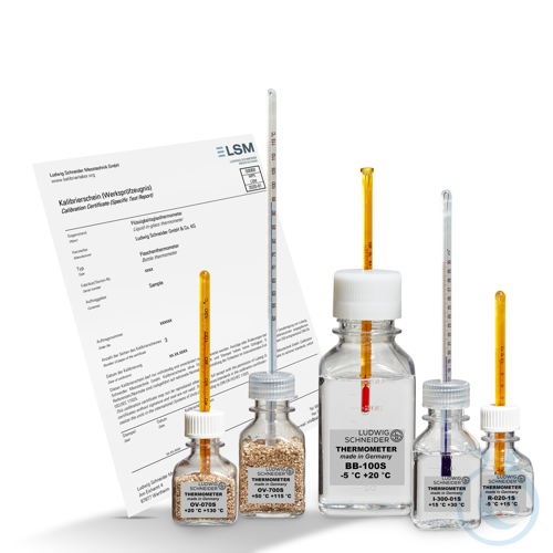 Bottle thermometer for incubators, +15+30:0.1 °C, ID total, TL 180 mm, bottle 60