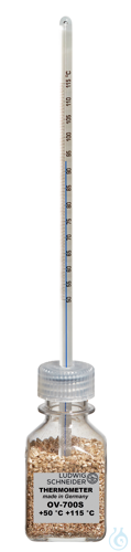 Bottle thermometer for ovens, +50+115:0.5 °C, ID total, TL 240 mm, bottle 60 ml
