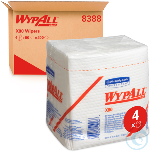 WypAll® X80 PowerClean - Viertelgefaltet / Weiß Lagen: 1 Größe: 31,70 cm x 30,40