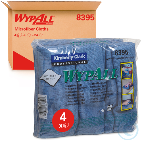 WypAll® Mikrofasertücher - flaches Tuch / Blau /40 x 40 cm Größe: 40,00 cm x