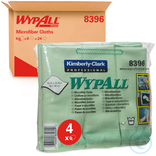 WypAll® Mikrofasertücher - flaches Tuch / Grün /40 x 40 cm Größe: 40,00 cm x