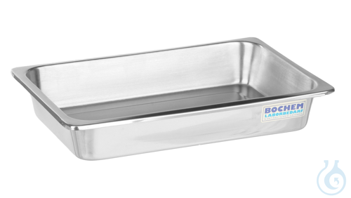 Evaporating dish w. rim, 18/10 steel, 500x353x100mm