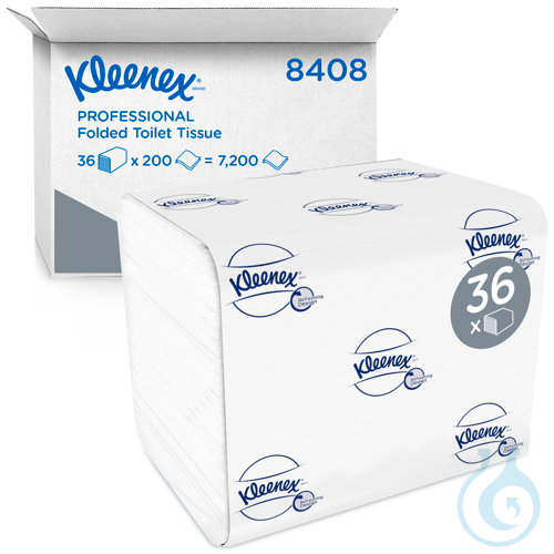 Kleenex® Toilettenpapier - Einzelblattsytem / Weiß /200 Lagen: 2 Größe: 18,60 cm