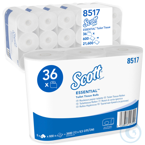 Scott® ESSENTIAL™ Toilettenpapier - Standard / Weiß Lagen: 2 Größe: 12,00 cm x