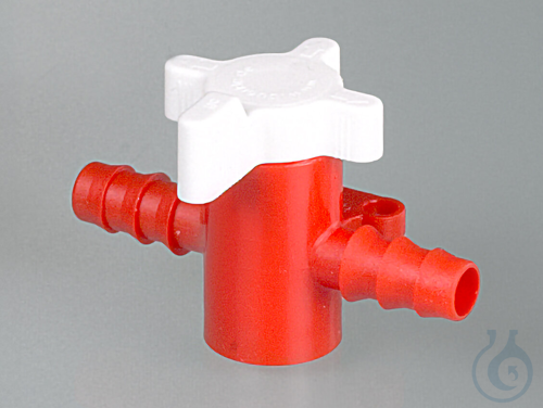 Two-way valve, PP/PE, Ø 7-9 mm, NW 6 mm, red/white
