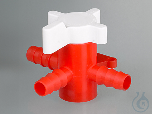 Three-way valve, PP/PE, Ø9-11mm, NW 8mm, red/white