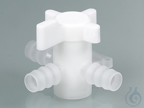 Three-way valve, PVDF, Ø 11-13 mm, NW 8 mm, white