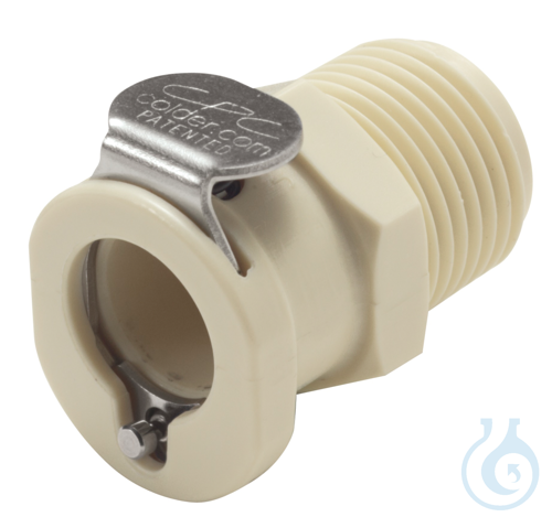 CPC coupling, PP, female, w/ valve, 1/4'' NPT