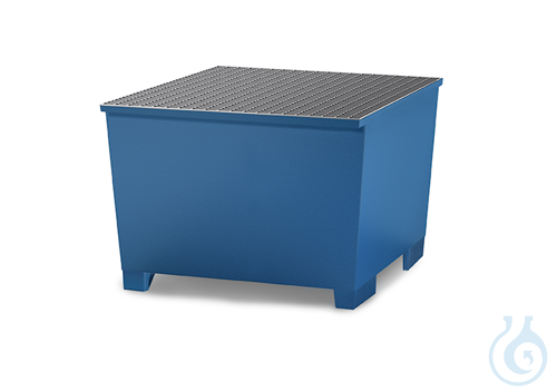 IBC-station steel lam. blue grid galv. feet construc. V=1000L, 1300x1120x1040