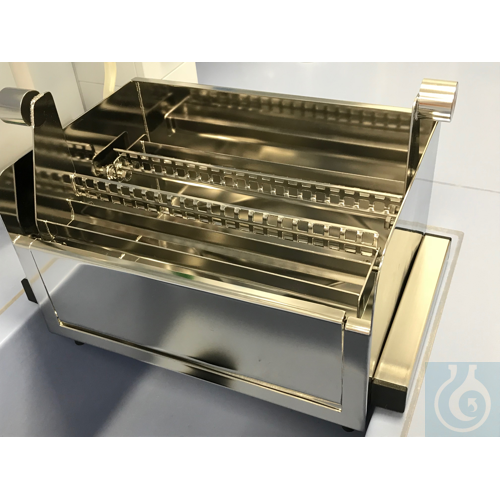 Staining bench 2 tilting devices and basin insert,working width 330 mm,