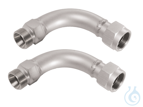 2 Elbow fittings 90°, M16x1 female/male, stainless steel, side length 2 x 54 mm
