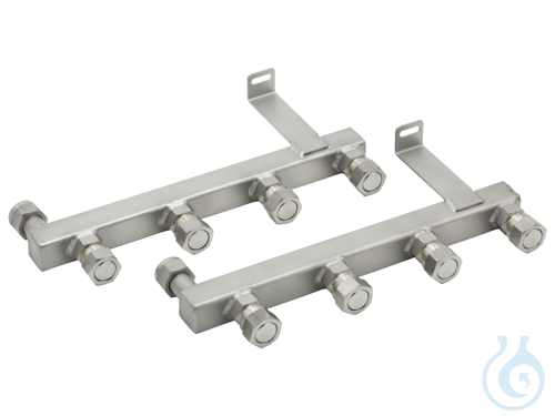 2 Quad distributing adapters, M16x1, with barbed fittings for tubing 8 or 12 mm
