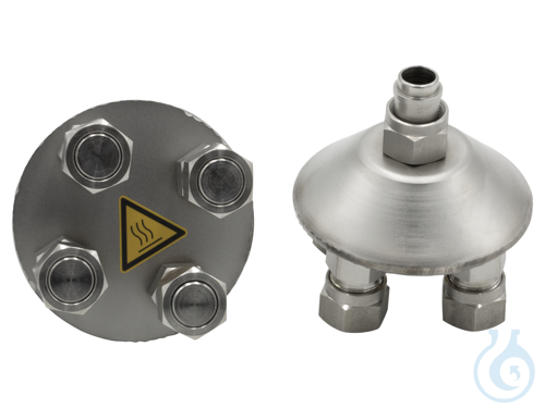 2 Quad distributing adapters, M16x1, with barbed fittings for tubing 8 or 12 mm