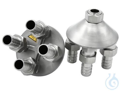 2 Quad distributing adapters, G 3/4'' female, with barbed fittings for tubing