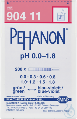 Bandelettes indicatrices PEHANON pH 0–1.8, 11 × 100 mm, Macherey-Nagel, art. 90411
