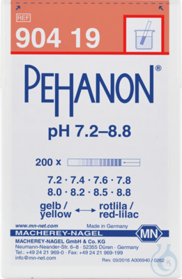 Bandelettes indicatrices PEHANON pH 7.2 - 8.8, Macherey-Nagel, art. 90419
