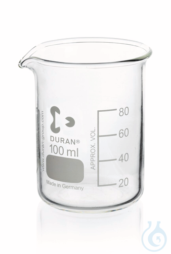 Beaker, low form, Boro 3.3, 100 ml, with graduation and spout
