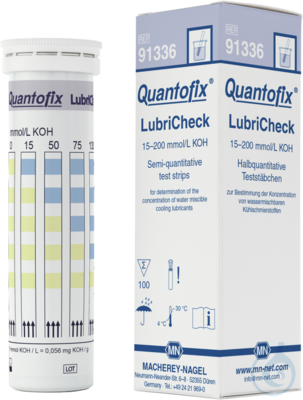 QUANTOFIX LubriCheck-teststrips, 0–200 mmol/L KOH, 100 bepalingen, Macherey-Nagel, art. 91336