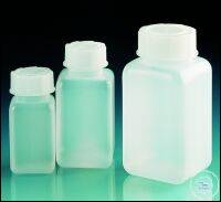 Wide-neck bottle, PE-HD, square, 1000 ml, with screw cap, PE-LD, GL 65