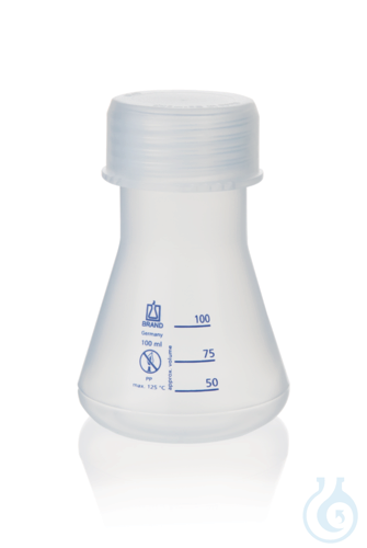 Erlenmeyer flask, wide neck, PP, 100 ml, with screw cap GL45