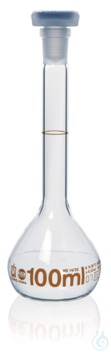 Vol. flask BLAUBRAND-ETERNA A DE-M, 20 ml W, Boro 3.3 NS 12/21, PP-stopper