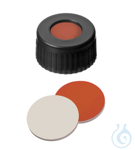 ND9 PP Short Thread Cap, black, 1,0 mm, Red Rubber/PTFE beige