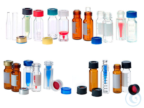 ND9 PP 1,5ml Short Thread Vial + PP Cap, blue, RedRubber/PTFE beige, 10 x 100 pc