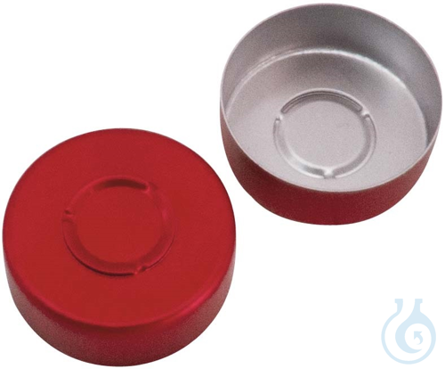20mm Aluminum flanged cap, red lacquered, Mittelabriss, 1000/PAK