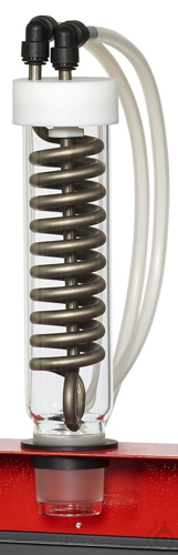 TK60 behrotest Titanium cooler with inlet and outlet tubing connectors, PTFE st